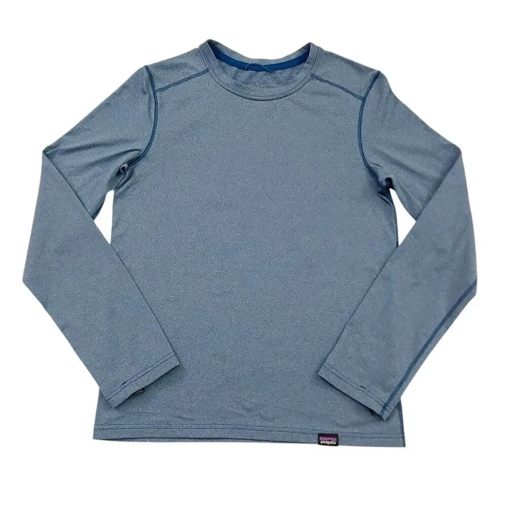 Patagonia T-Shirt Boys 7-8 Blue Long Sleeve Lightweight Stretch Outdoor